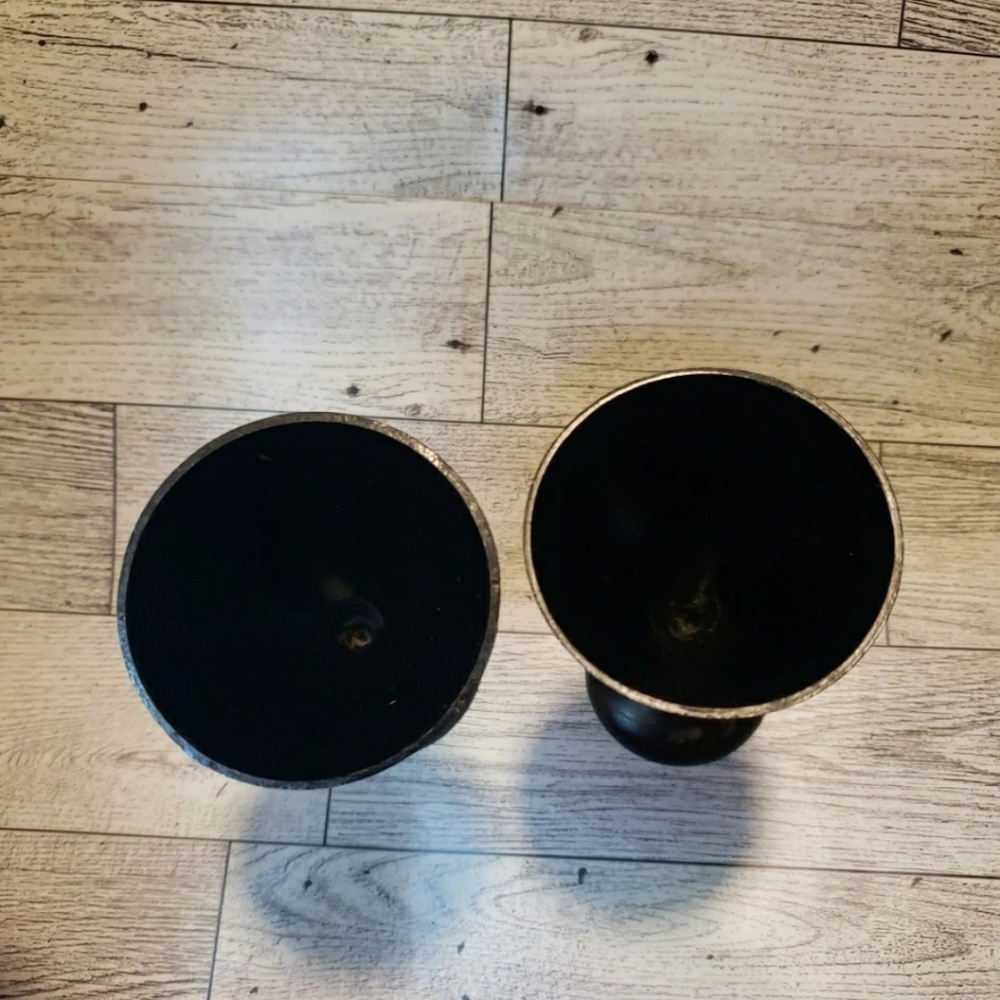 Black Metal Etched Cups Set Of 2 Decor - Picture 3 of 8